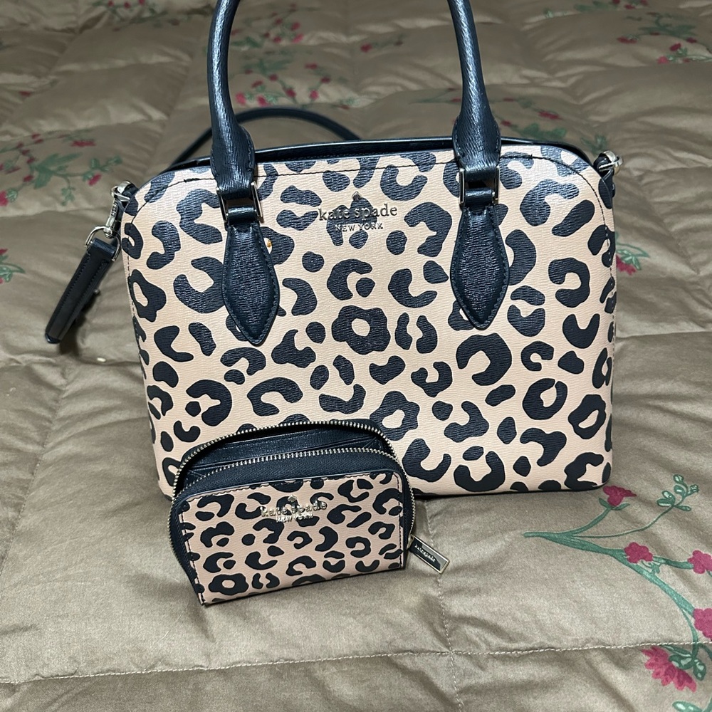 Kate Spade Animal Print Bag and Wallet Set